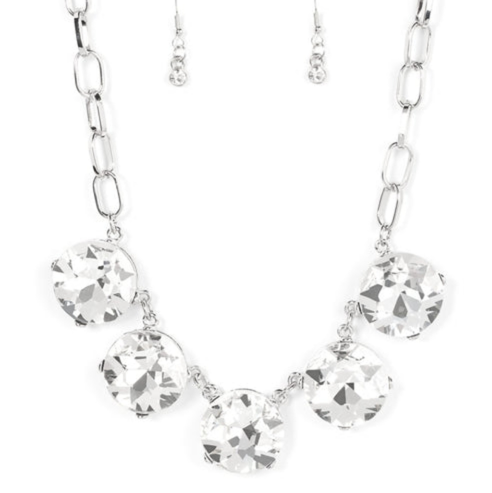 Limelight Luxury Necklace, For the Win Bracelet, White Ring, and Earrings